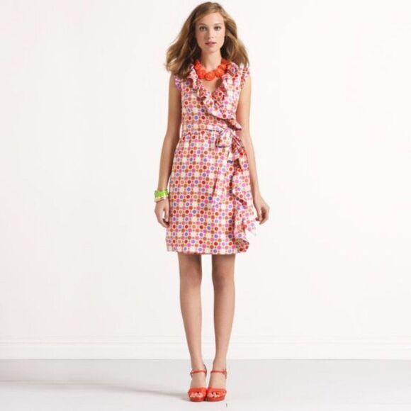 Kate Spade Silk Print Ruffle Wrap Dress - Picture 1 of 10